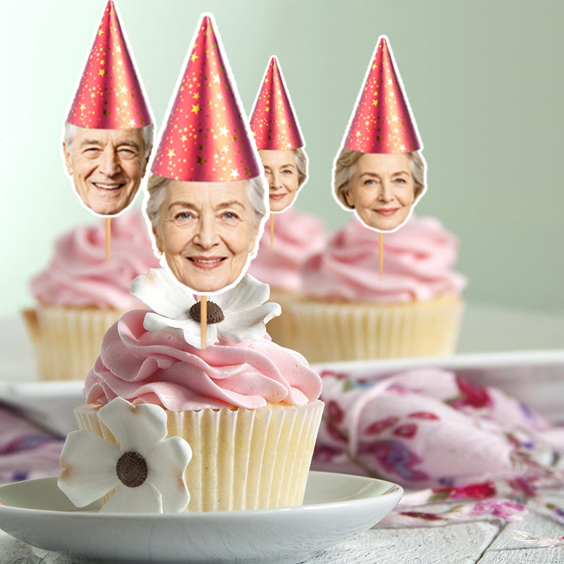 12個入り/24個入り、カスタムデザインのカップケーキトッパ - Party Hat Cone のレビューと価格