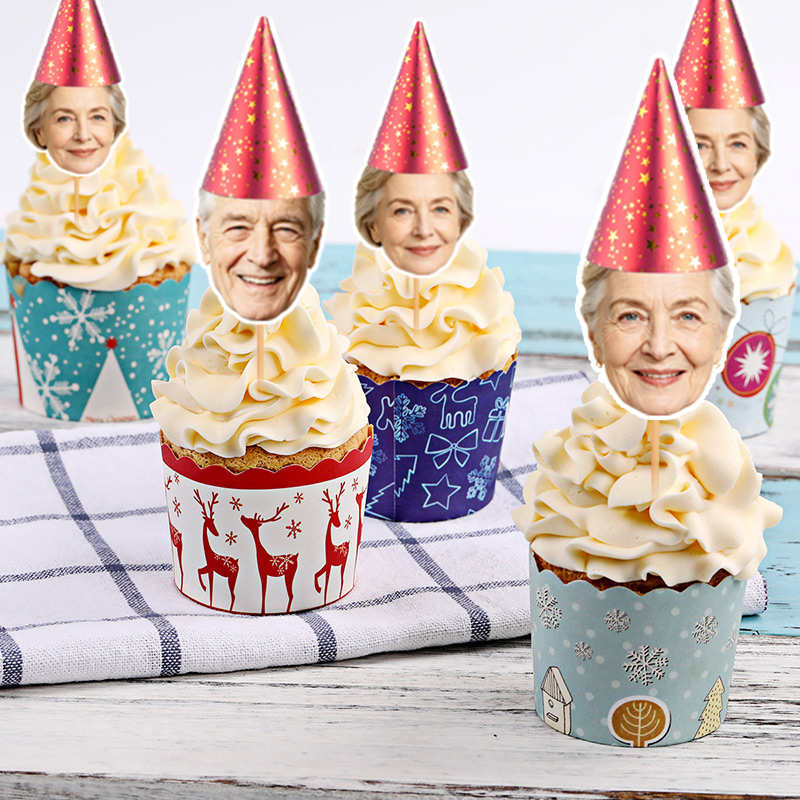12個入り/24個入り、カスタムデザインのカップケーキトッパ - Party Hat Cone のレビューと価格