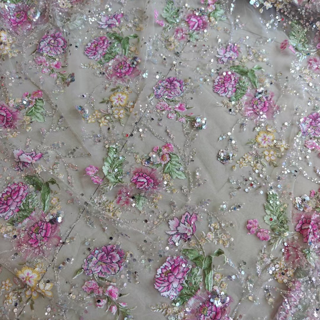 1 メートル 120 センチメートル幅高級ビーズレース生地  - Glitter Tablecloth のレビューと価格