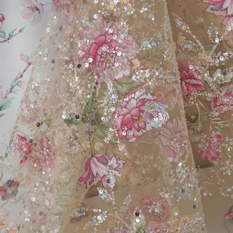 1 メートル 120 センチメートル幅高級ビーズレース生地  - Glitter Tablecloth のレビューと価格