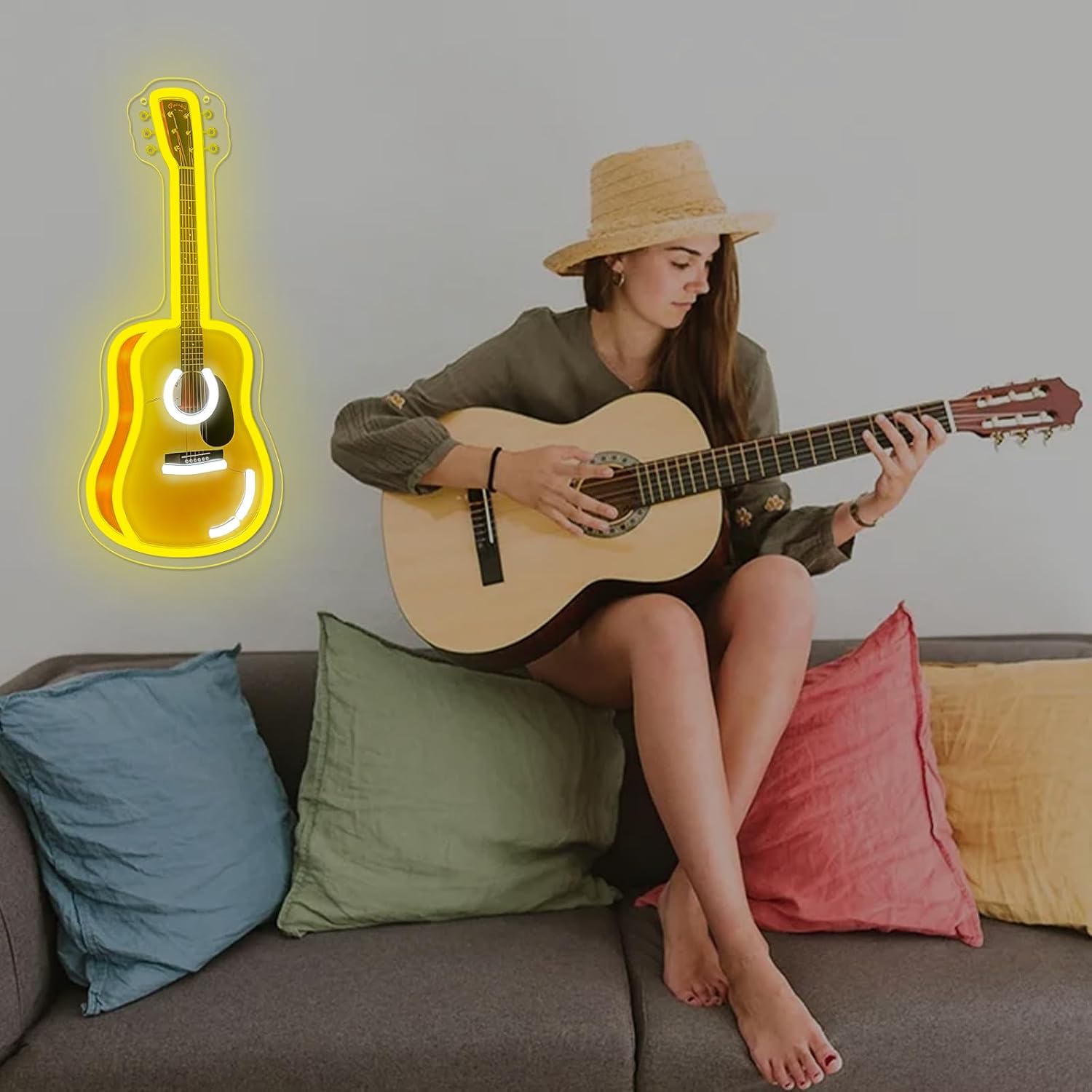 アコースティックギター型LEDネオンサイン、USB接続ネオン - Neon Sign Party のレビューと価格