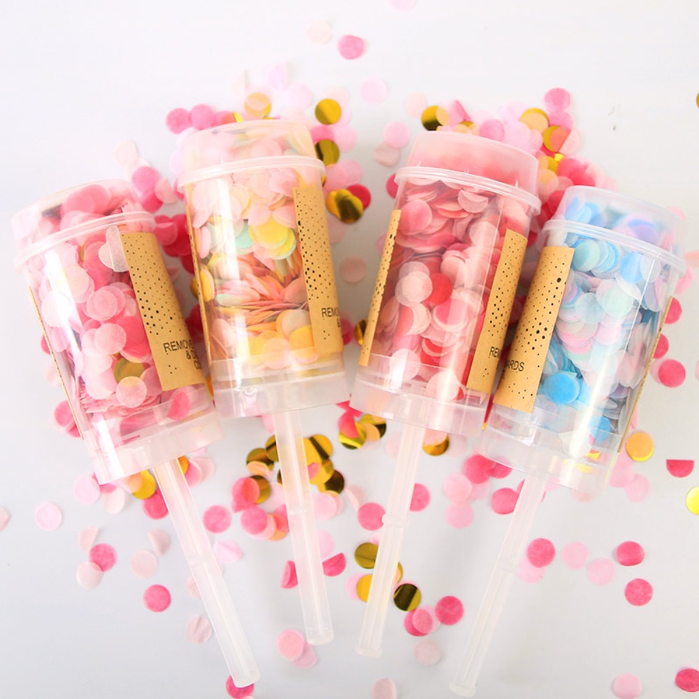 カラフルなパステルカラーのブライダルシャワー、プッシュアップ - Confetti Cannon Tube のレビューと価格