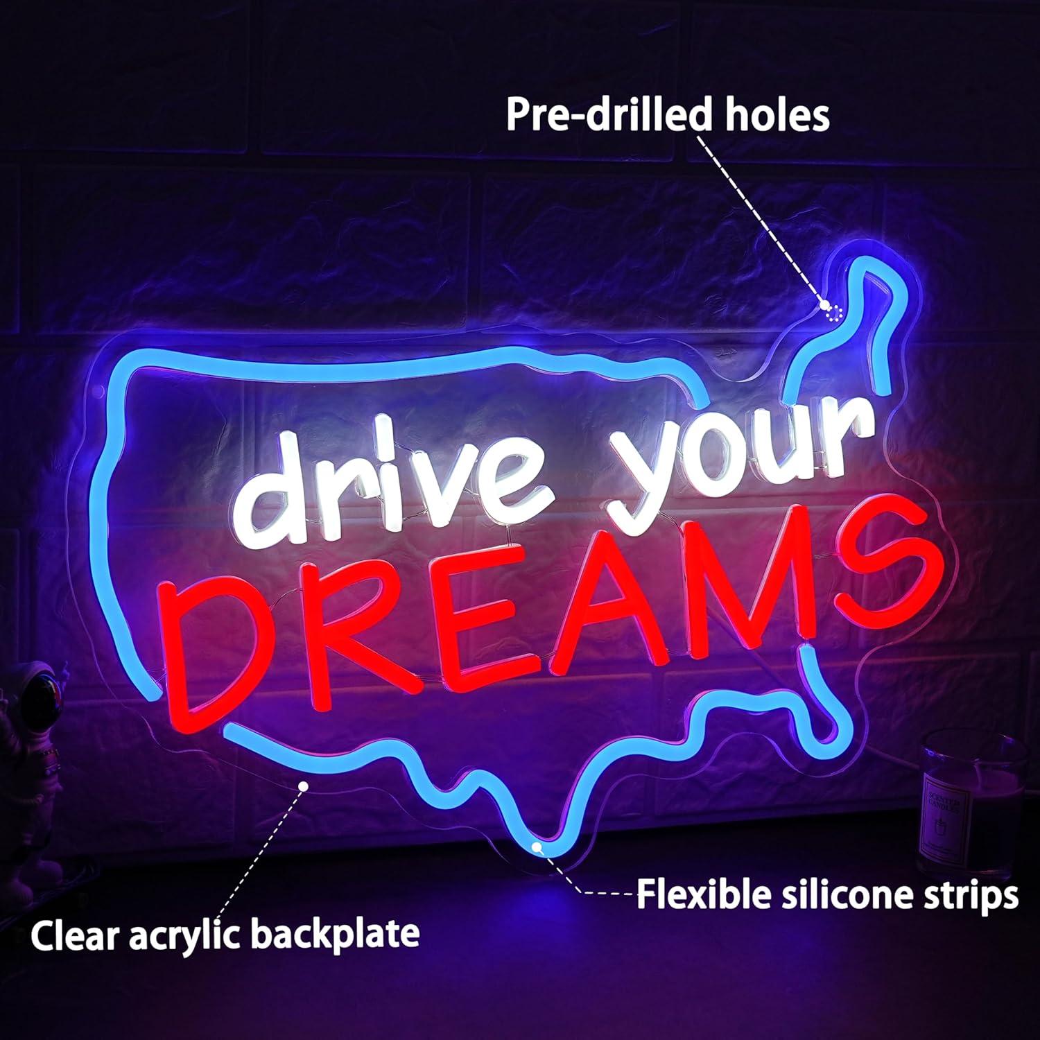 「夢を追いかけよう」ネオンサイン。調光機能付きLEDライト。 - Neon Sign Party のレビューと価格